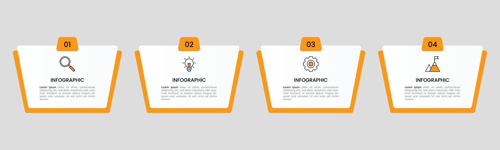 infographie étiquette conception modèle avec Icônes et 4 les options ou pas. vecteur