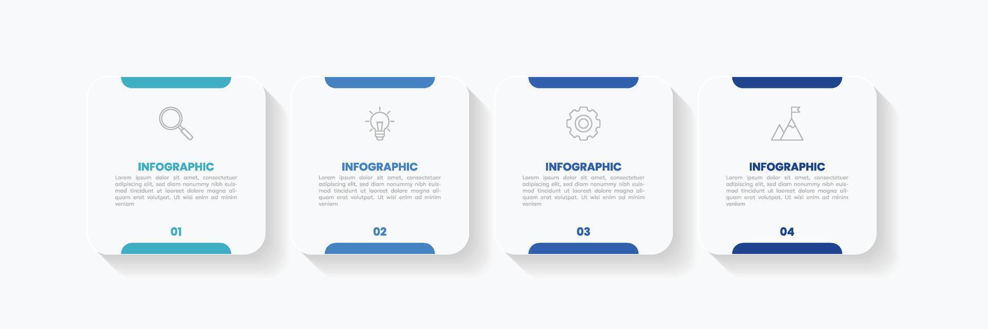 infographie étiquette conception modèle avec Icônes et 4 les options ou pas. vecteur