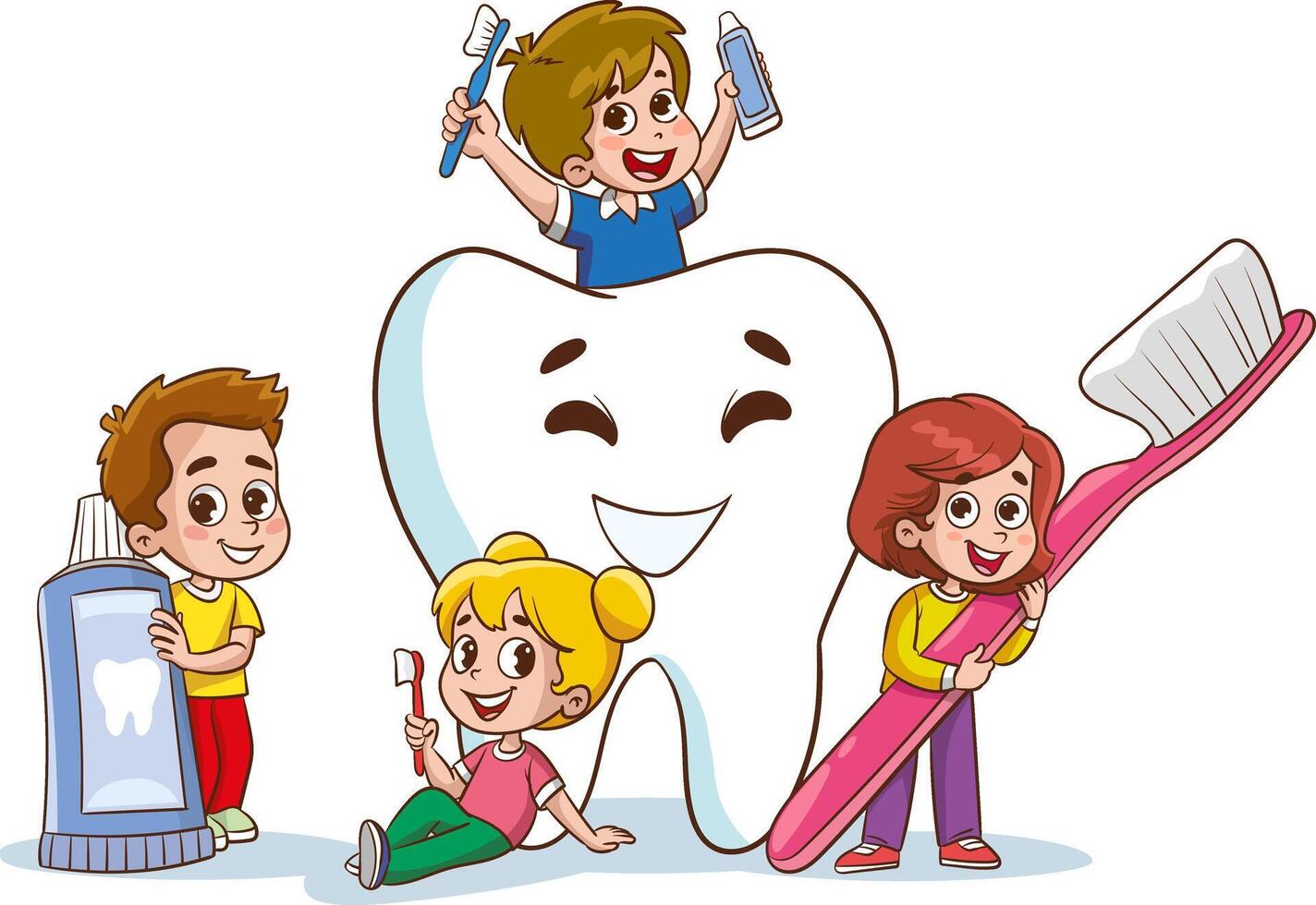 vecteur brossage les dents concept avec dessin animé personnage