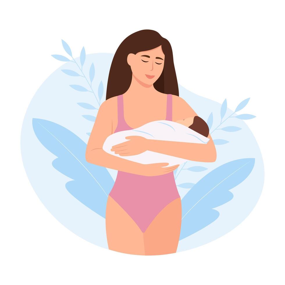 maman et nouveau née dans sa bras. le concept de famille, maternité, grossesse. vecteur illustration