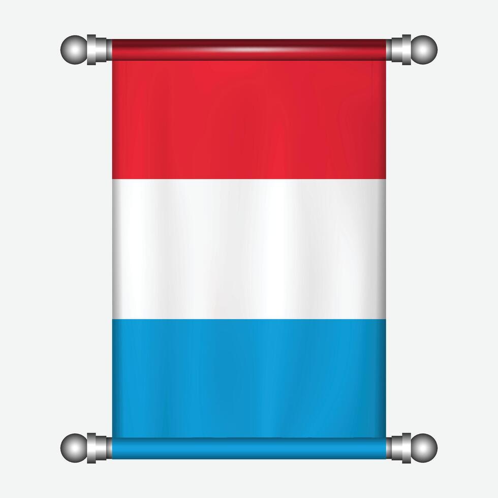 réaliste pendaison drapeau de fanion luxembourgeois vecteur