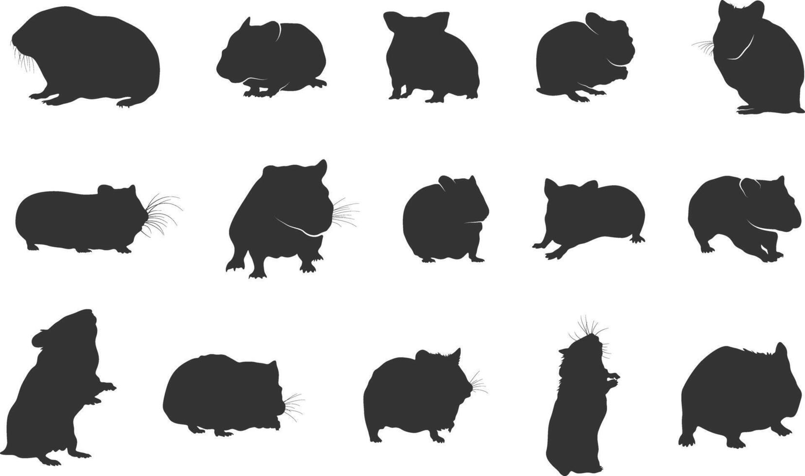 hamster silhouettes, hamster vecteur, hamster clipart, hamster icône, hamster collection vecteur