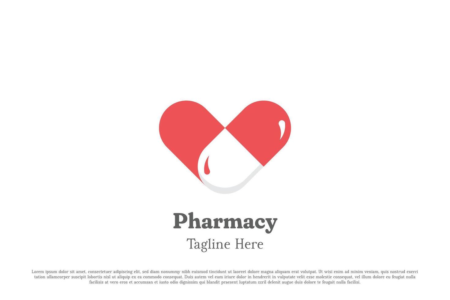 l'amour pharmacie logo conception illustration. silhouette de médicament médical santé pilule tablette pharmacie clinique médecin infirmière bien-être se soucier. Facile minimal minimaliste moderne abstrait Créatif icône symbole. vecteur