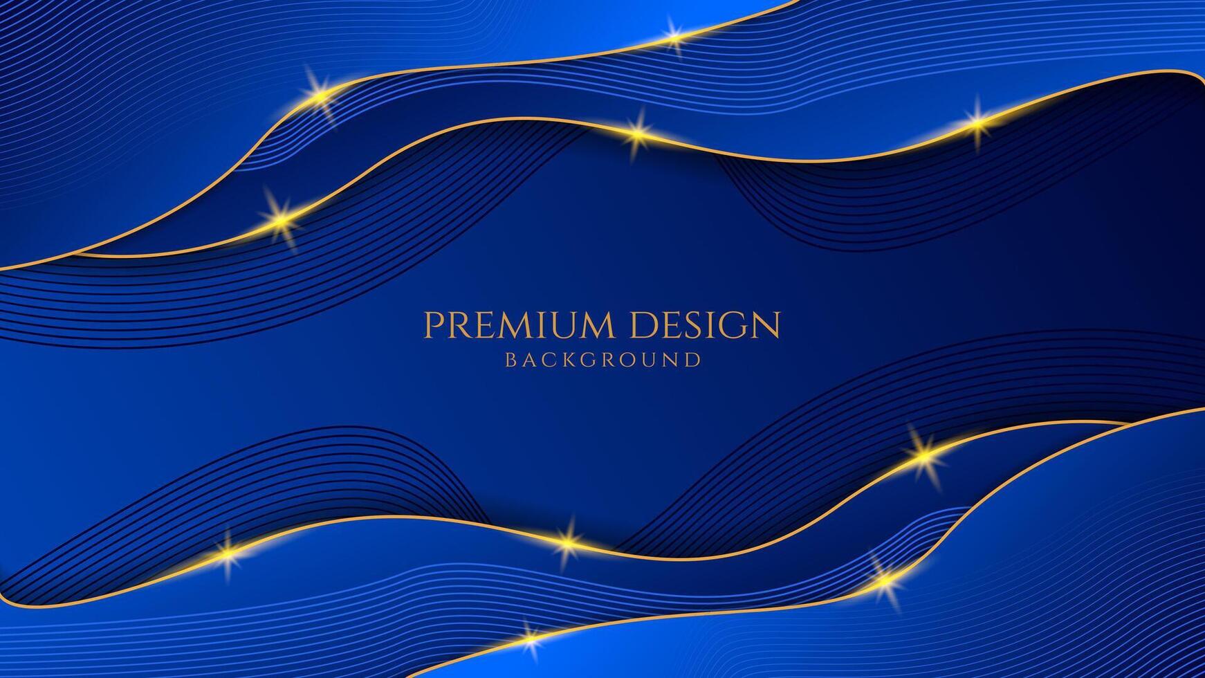 foncé bleu luxe prime Contexte avec brillant or ligne vagues, adapté pour bannières, fonds d'écran, brochures et affiches. vecteur illustration