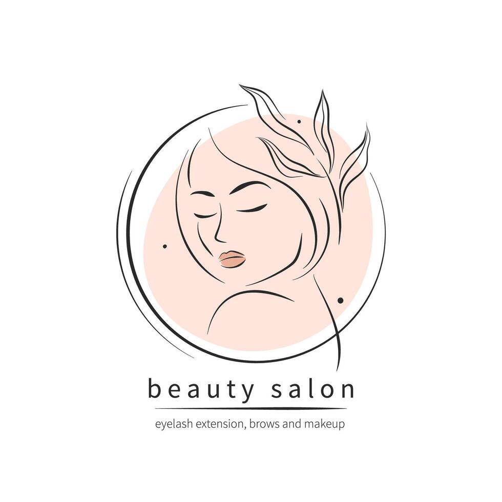 beauté salon logo. magnifique femelle affronter. vecteur illustration