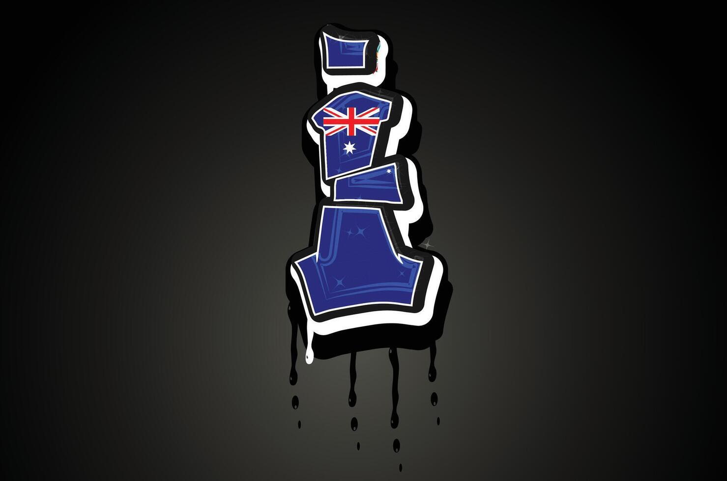 Australie drapeau je main caractères graffiti alphabet vecteur modèle