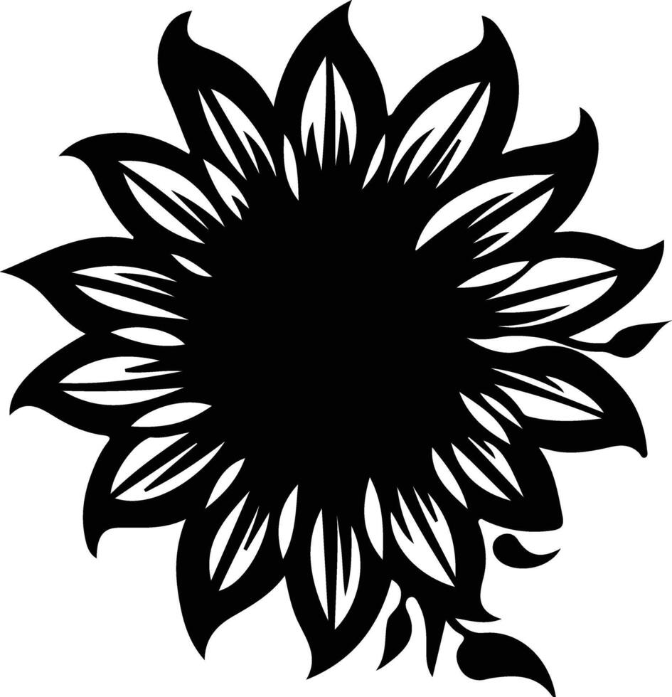 ai généré tournesol noir silhouette vecteur