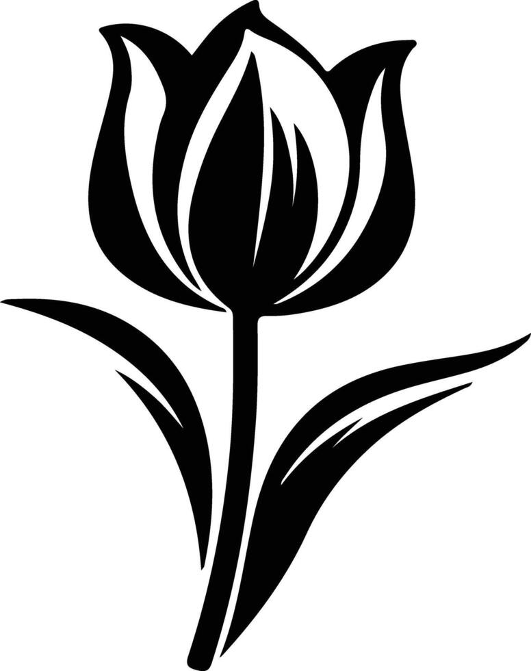 ai généré tulipe noir silhouette vecteur