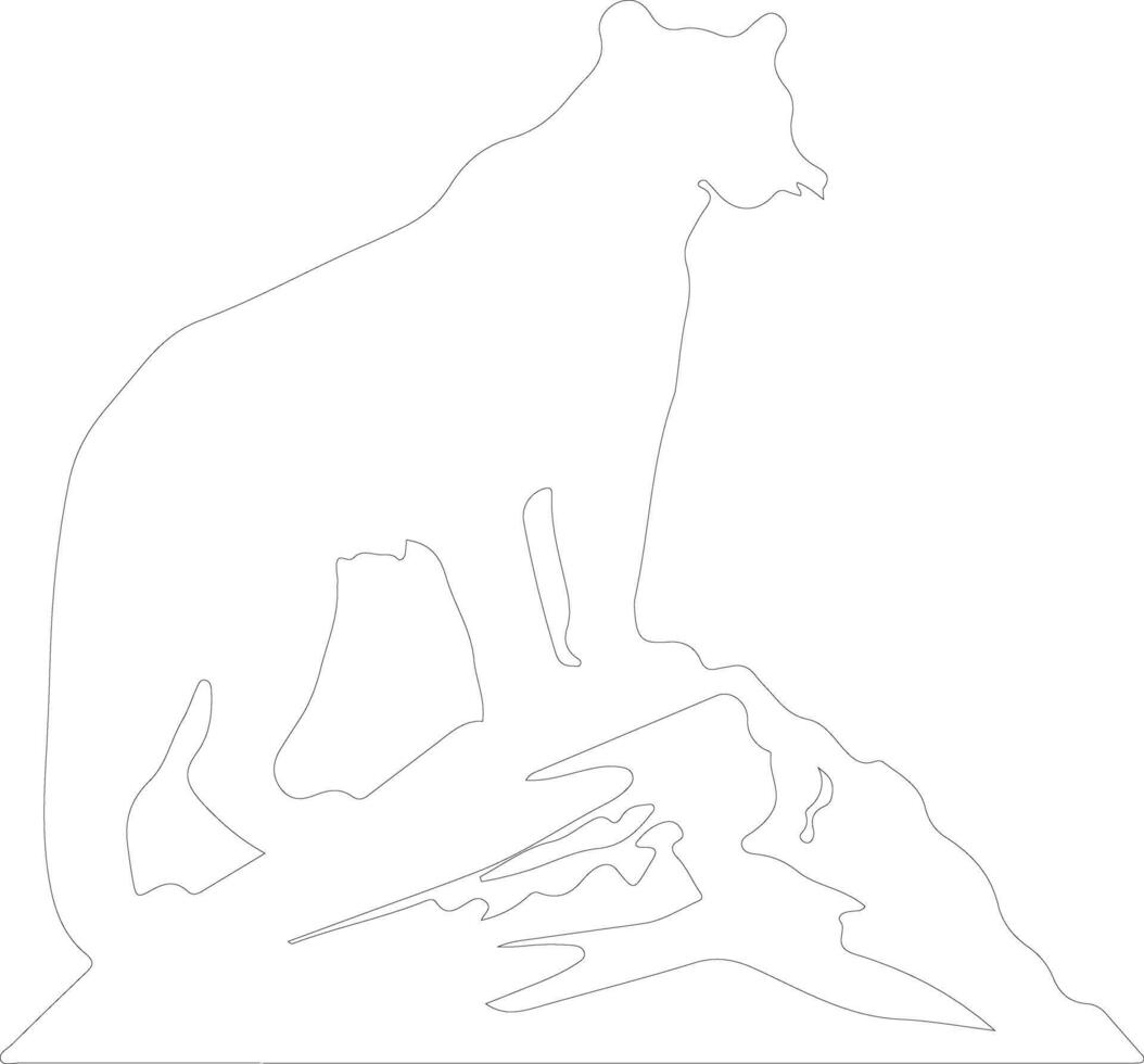 ai généré Montagne Lion contour silhouette vecteur