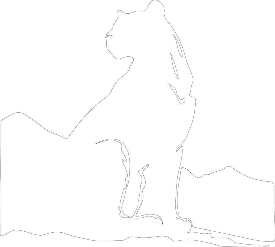 ai généré Montagne Lion contour silhouette vecteur