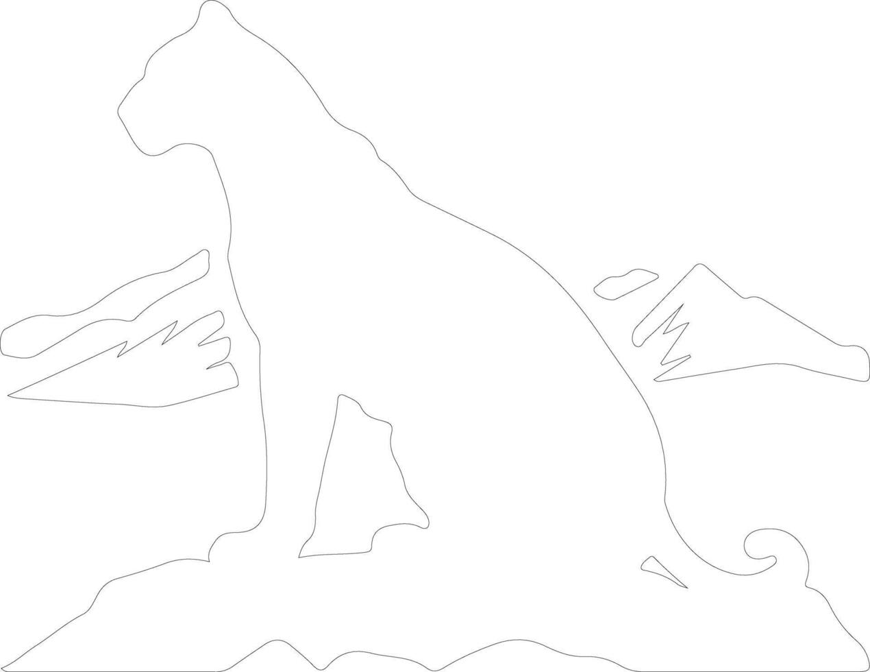 ai généré Montagne Lion contour silhouette vecteur