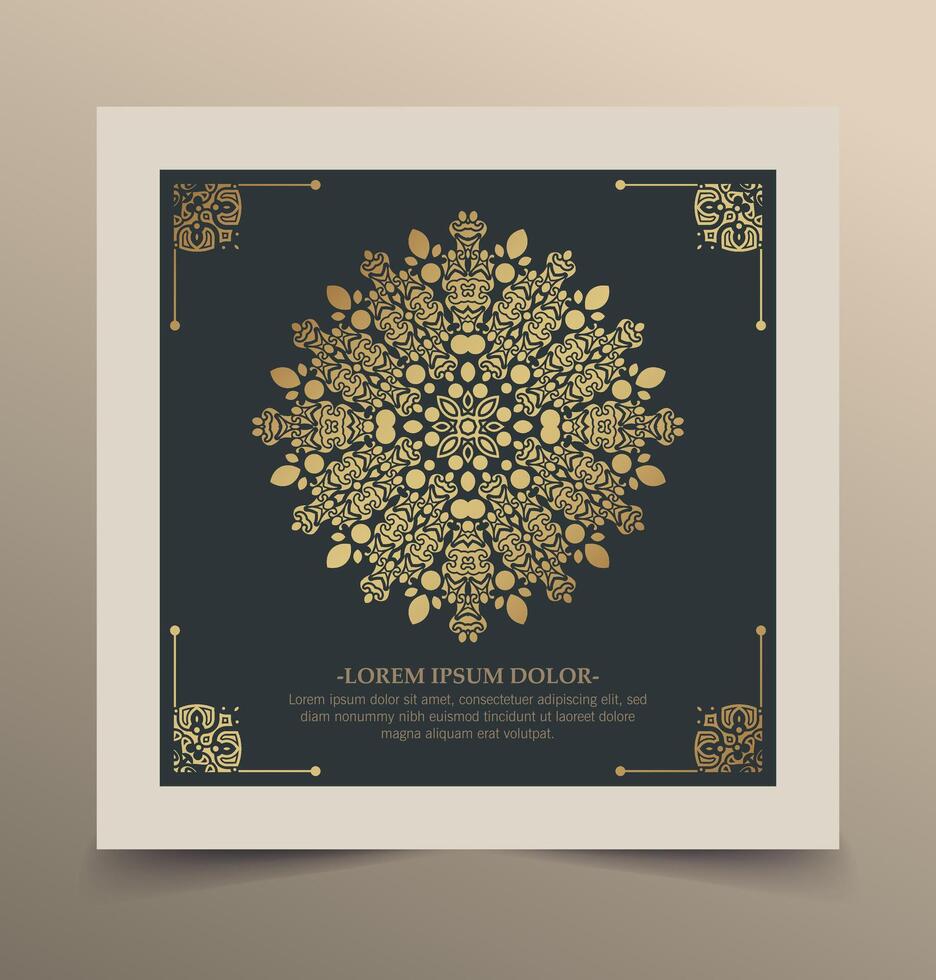 carte décorative mandala de luxe en couleur or vecteur