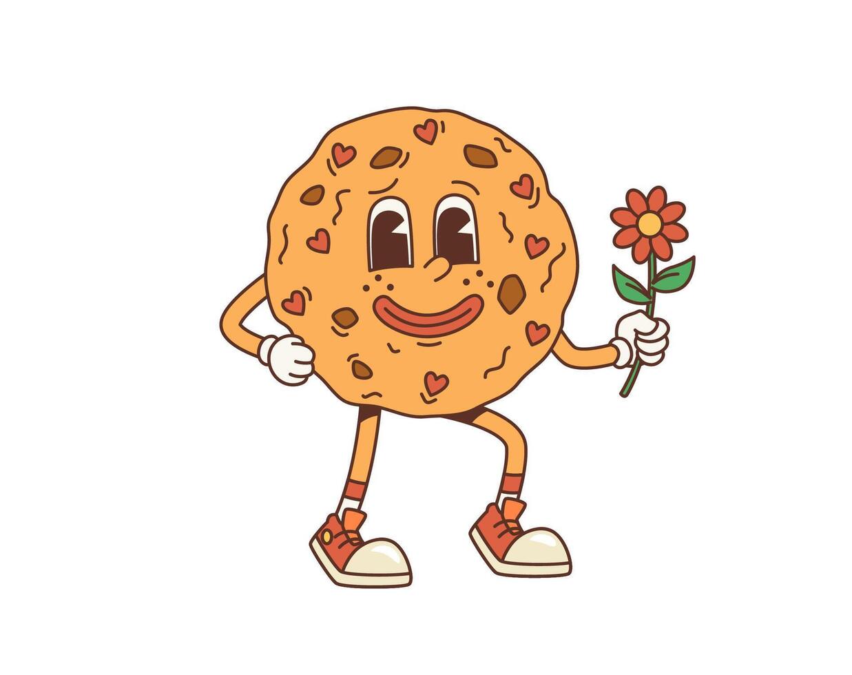 dessin animé sensationnel biscuit personnage en portant une Marguerite vecteur
