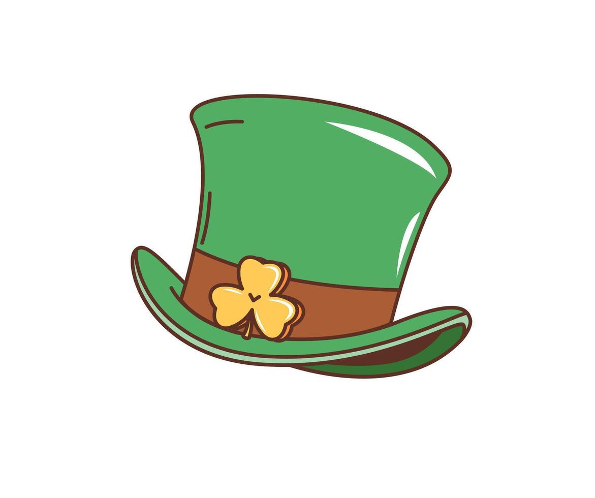 dessin animé rétro sensationnel lutin vert Haut chapeau vecteur