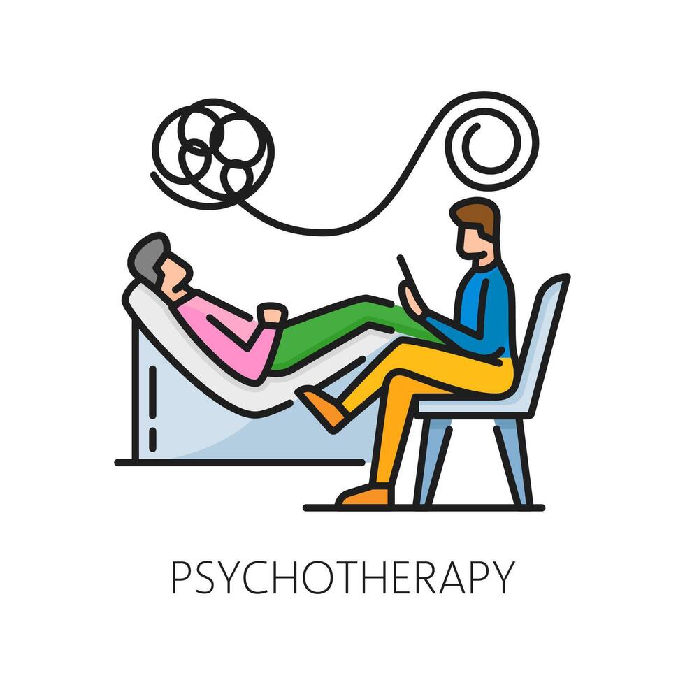 psychothérapie, mental santé vecteur linéaire icône