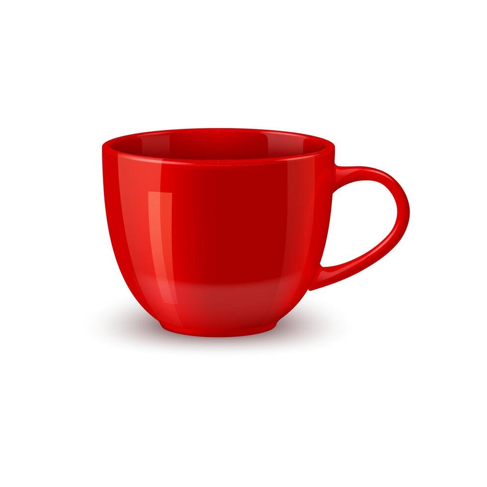 rouge céramique café agresser et thé tasse maquette conception vecteur