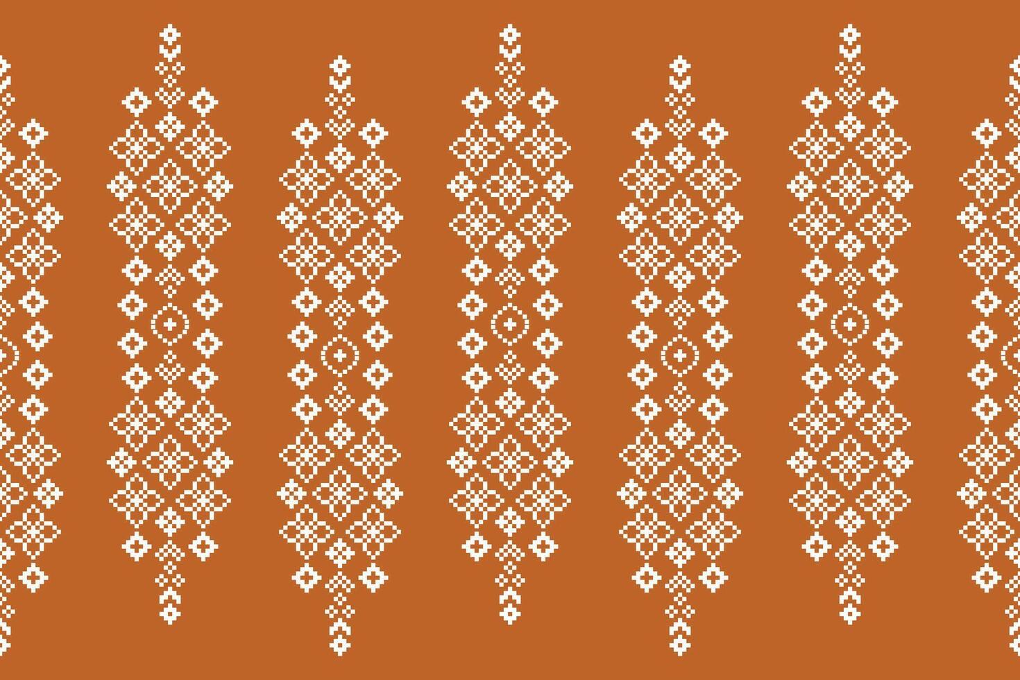 traditionnel ethnique motifs ikat géométrique en tissu modèle traverser point.ikat broderie ethnique Oriental pixel marron Contexte. abstrait, vecteur, illustration. texture, écharpe, décoration, papier peint. vecteur