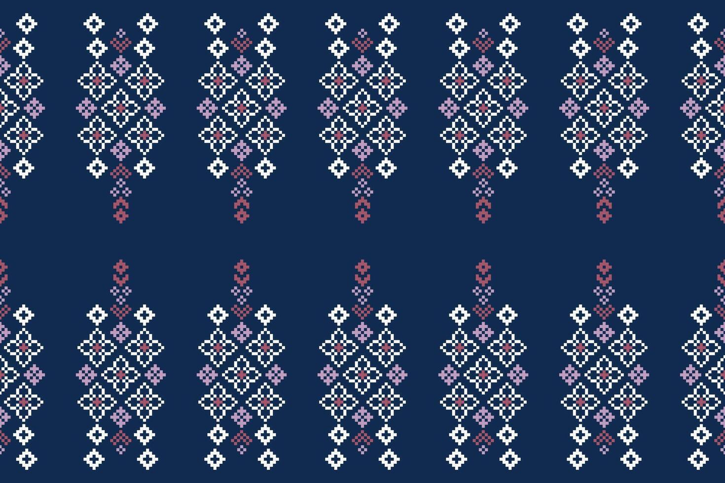 traditionnel ethnique motifs ikat géométrique en tissu modèle traverser point.ikat broderie ethnique Oriental pixel marine bleu Contexte. abstrait, vecteur, illustration. texture, écharpe, décoration, papier peint. vecteur