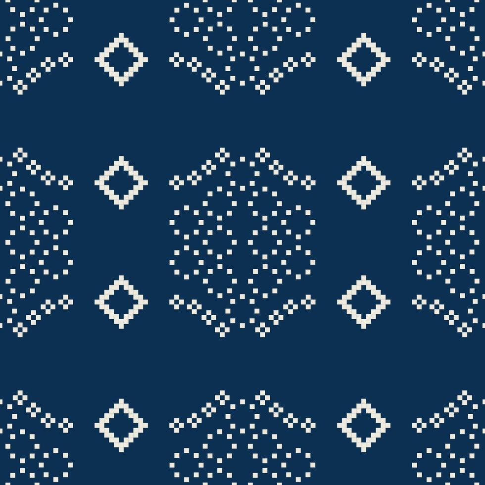 traditionnel ethnique motifs ikat géométrique en tissu modèle traverser point.ikat broderie ethnique Oriental pixel marine bleu Contexte. abstrait, vecteur, illustration. texture, écharpe, décoration, papier peint. vecteur