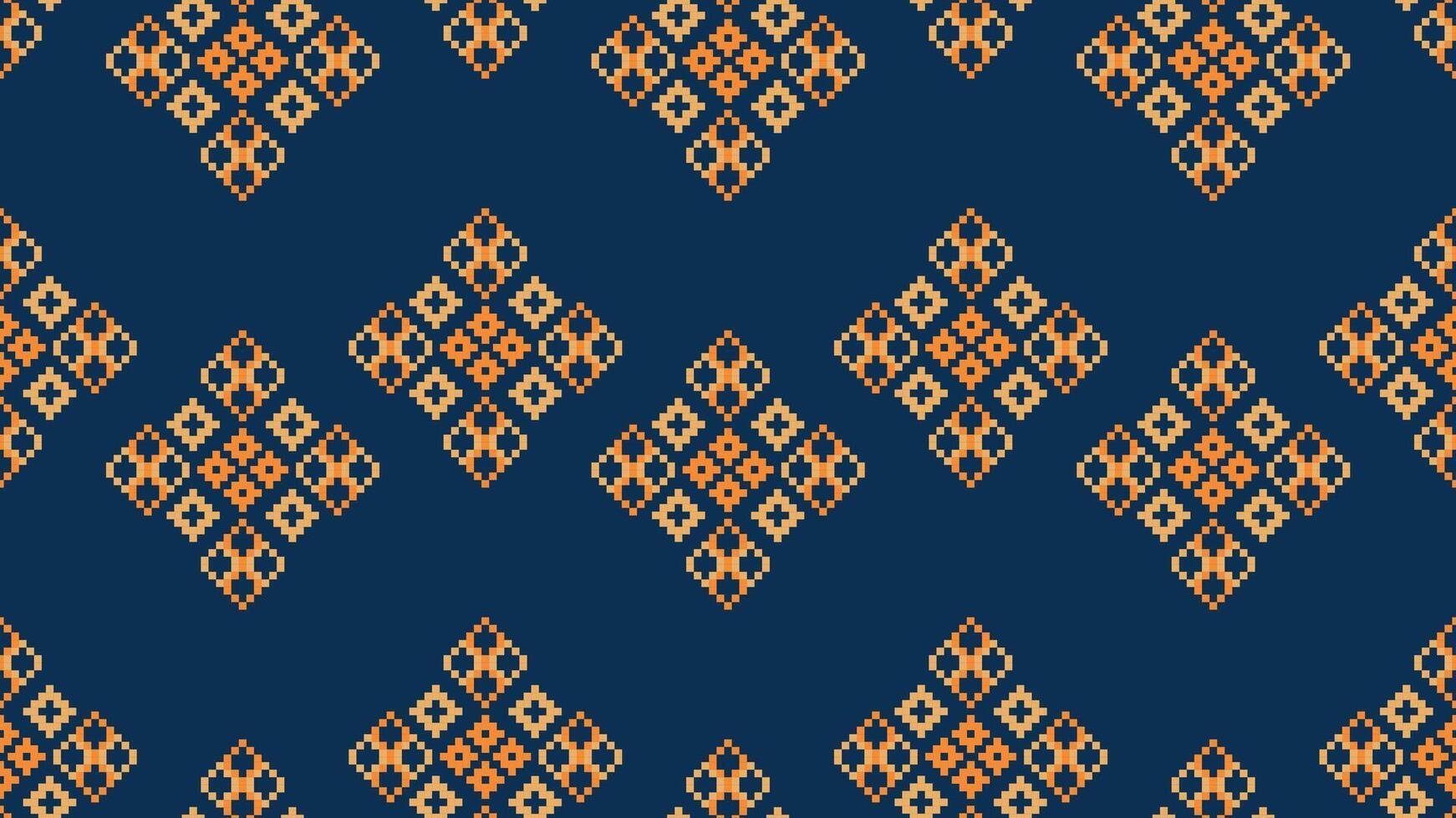 traditionnel ethnique motifs ikat géométrique en tissu modèle traverser point.ikat broderie ethnique Oriental pixel marine bleu Contexte. abstrait, vecteur, illustration. texture, écharpe, décoration, papier peint. vecteur