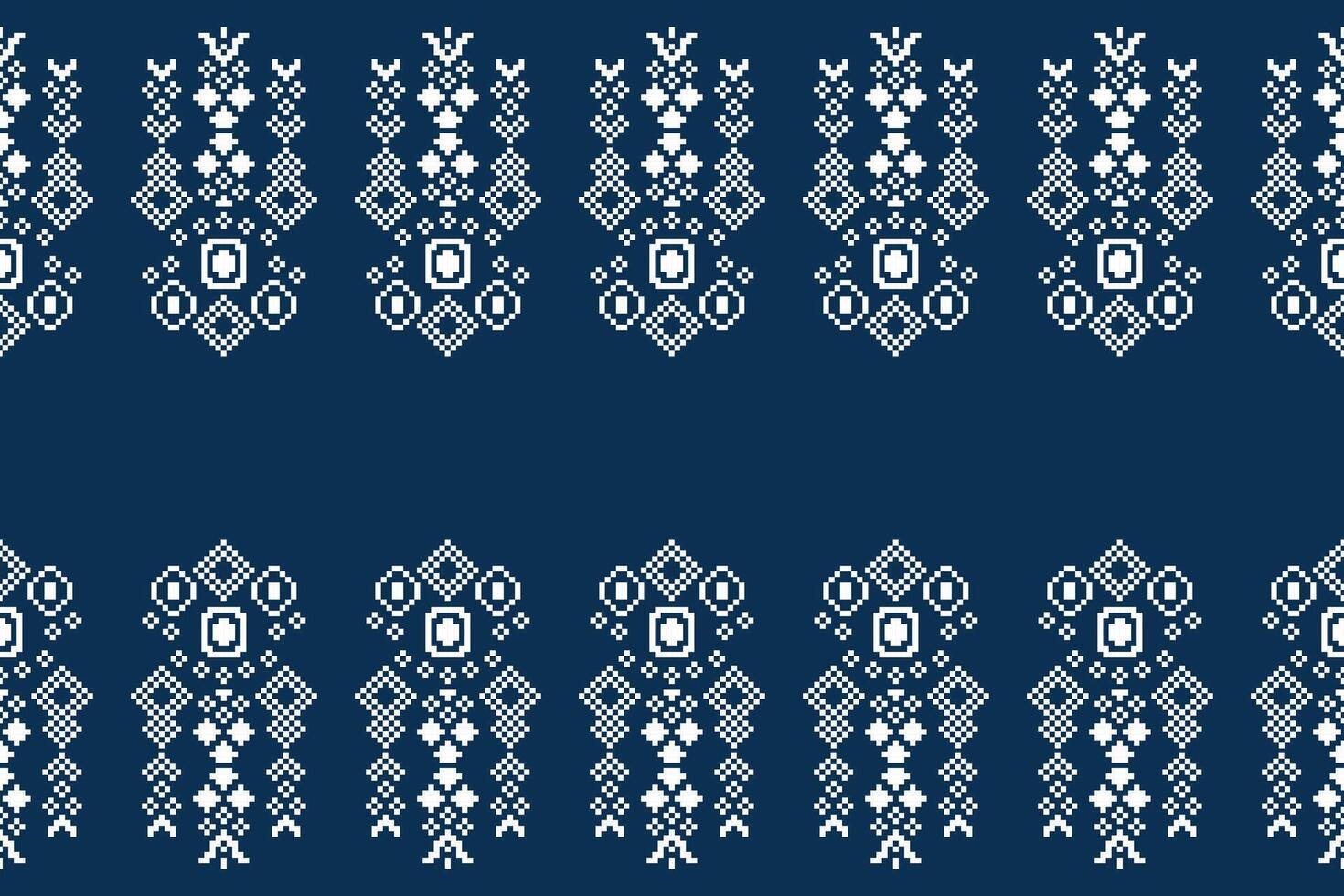 traditionnel ethnique motifs ikat géométrique en tissu modèle traverser point.ikat broderie ethnique Oriental pixel marine bleu Contexte. abstrait, vecteur, illustration. texture, écharpe, décoration, papier peint. vecteur