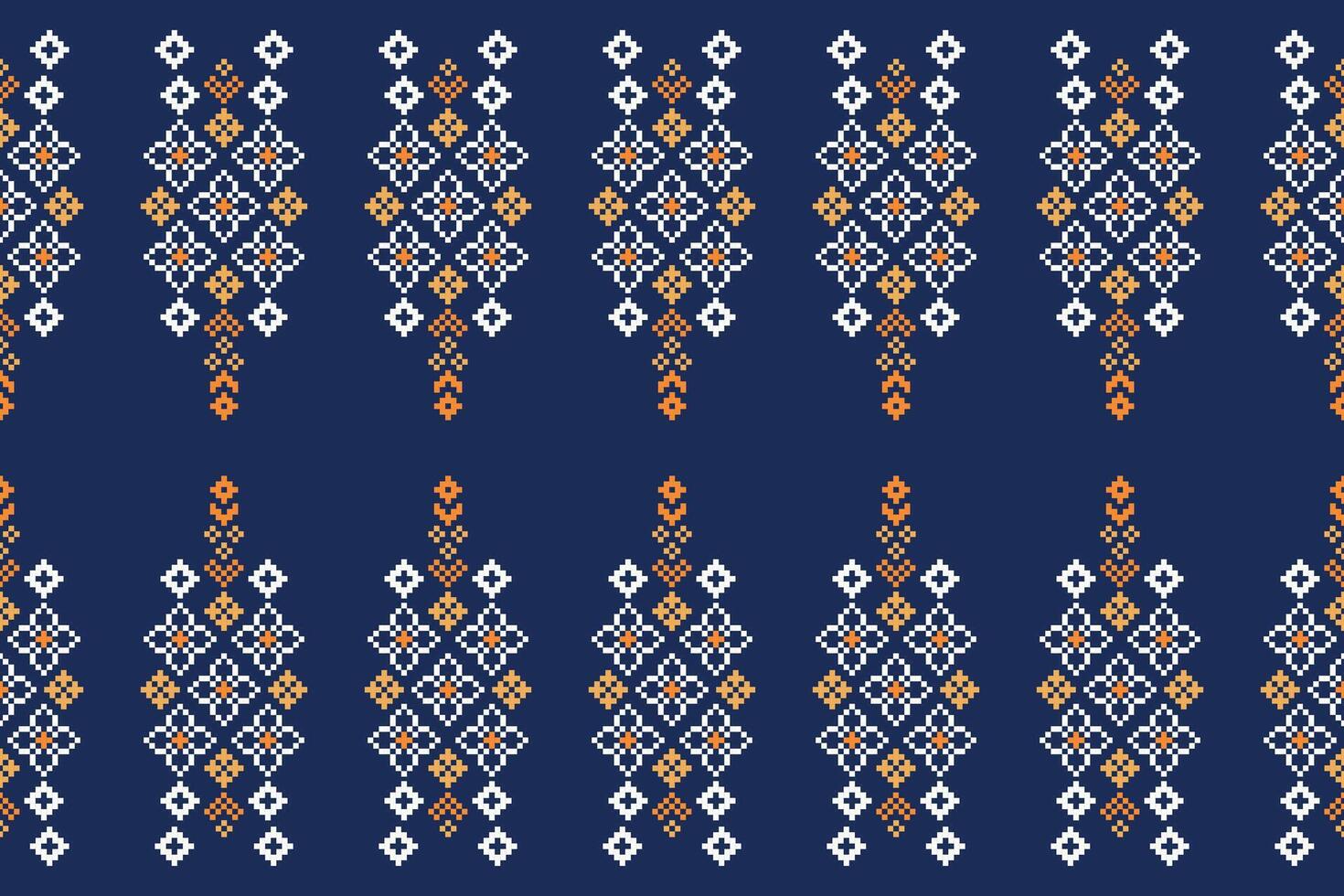 traditionnel ethnique motifs ikat géométrique en tissu modèle traverser point.ikat broderie ethnique Oriental pixel marine bleu Contexte. abstrait, vecteur, illustration. texture, écharpe, décoration, papier peint. vecteur