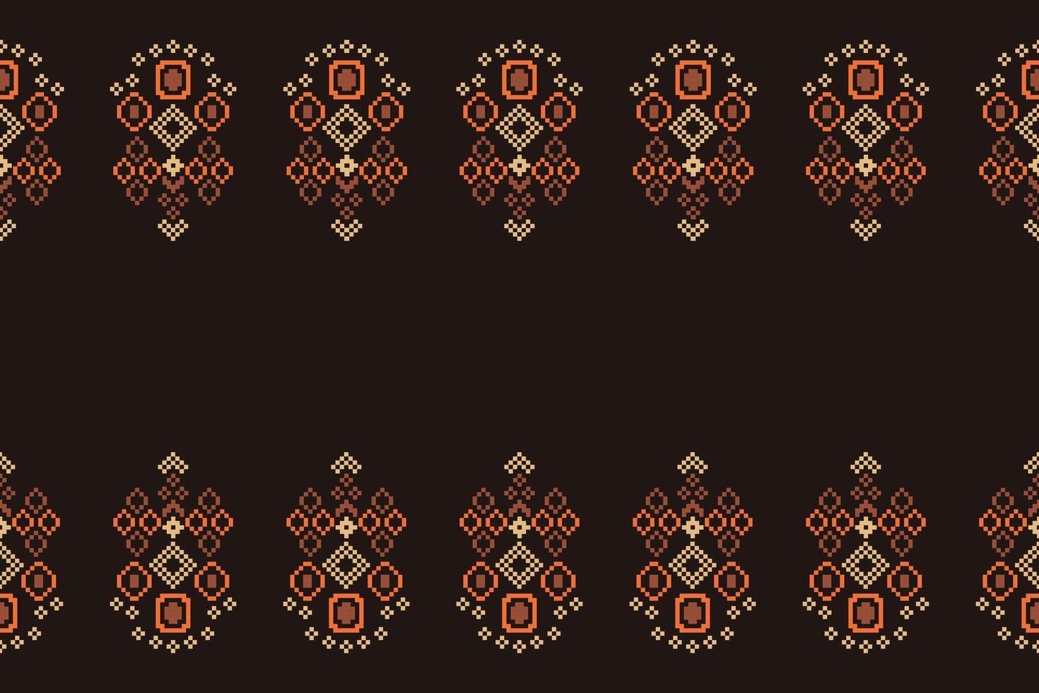 traditionnel ethnique motifs ikat géométrique en tissu modèle traverser point.ikat broderie ethnique Oriental pixel marron Contexte. abstrait, vecteur, illustration. texture, écharpe, décoration, papier peint. vecteur