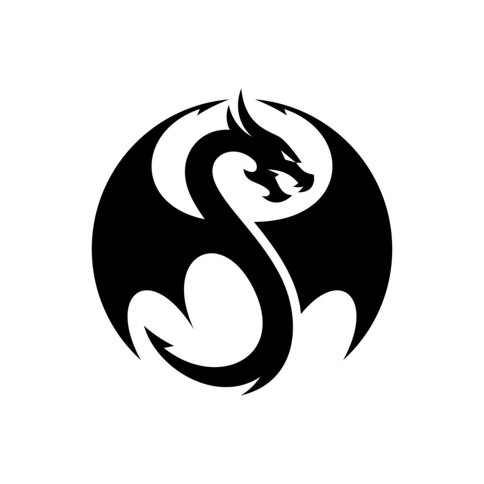 vecteur cercle dragon logo conception vecteur illustration