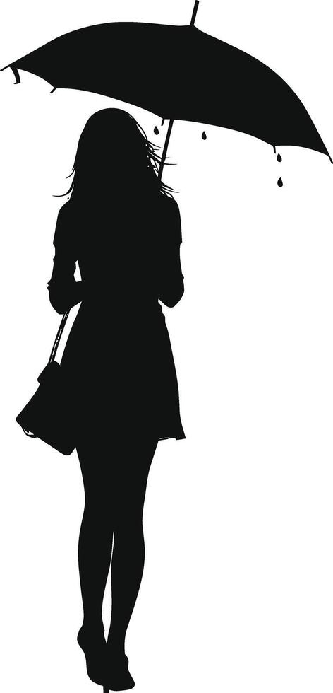 ai généré silhouette femme étudiant avec parapluie noir Couleur seulement vecteur