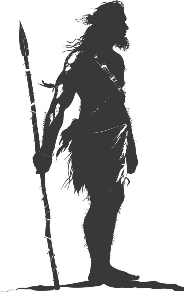 ai généré silhouette ancien Homme des cavernes noir Couleur seulement plein corps vecteur