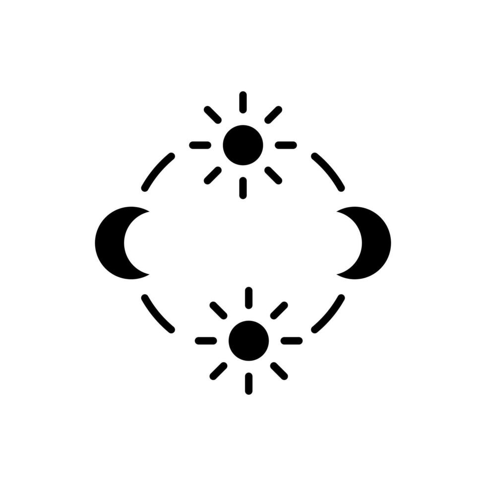 journée et nuit cycle icône, mouvement chemin de le Soleil et lune icône. cercle avec Soleil et lune flèches. modifiable vecteur signe.