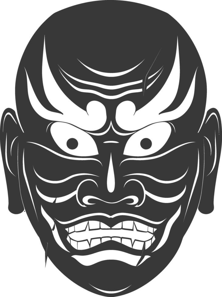 ai généré silhouette Japonais traditionnel masque noir Couleur seulement vecteur