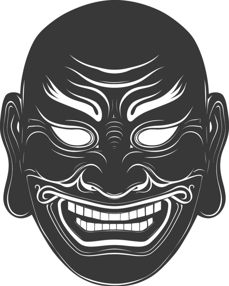 ai généré silhouette Japonais traditionnel masque noir Couleur seulement vecteur