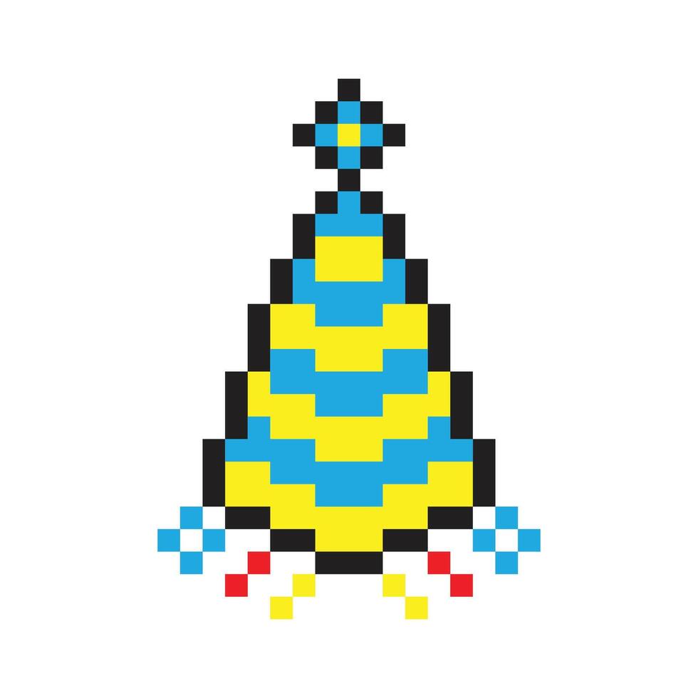 anniversaire fête chapeau pixel art vecteur