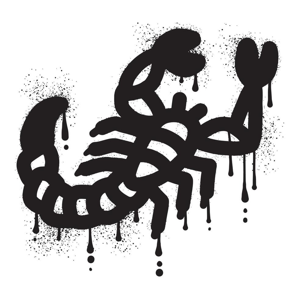 Scorpion graffiti avec noir vaporisateur peindre vecteur