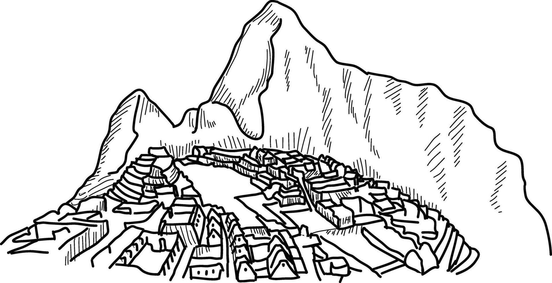 lineart machu Picchu vecteur