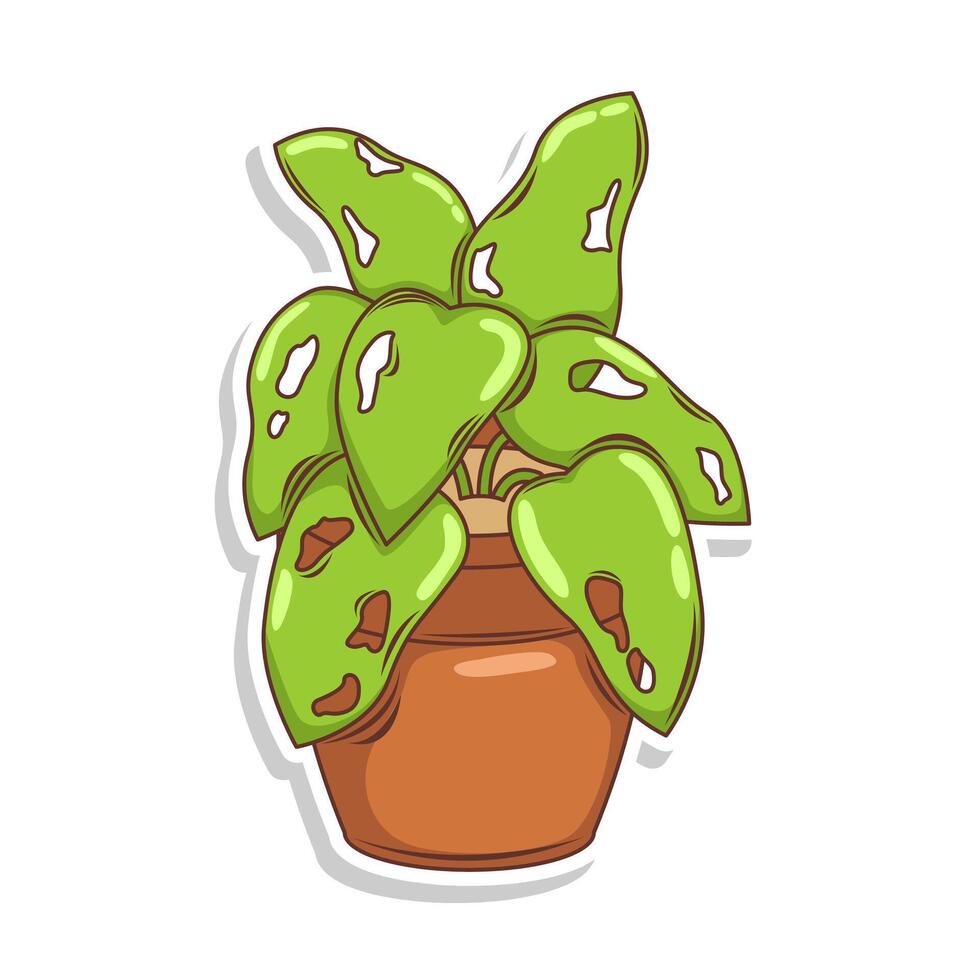 Accueil plante dessin animé style. mis en pot plante isolé sur blanc vecteur