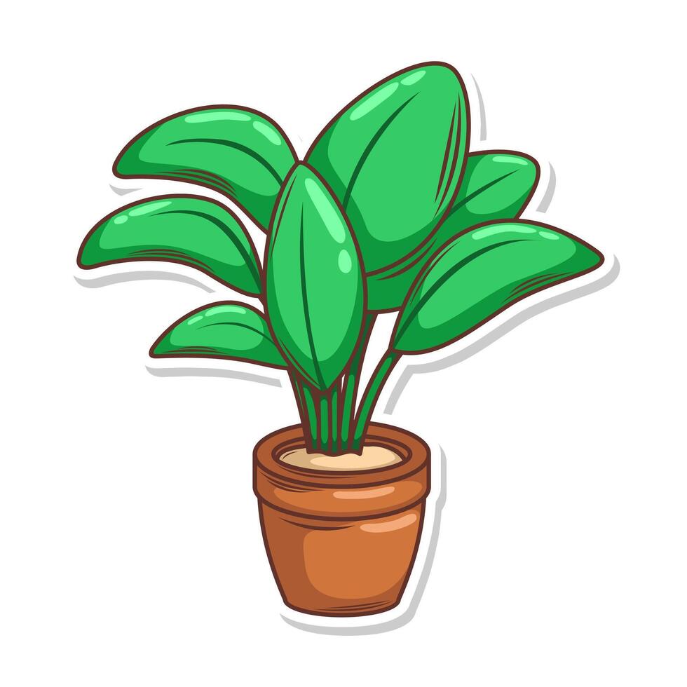Accueil plante dessin animé style. mis en pot plante isolé sur blanc vecteur