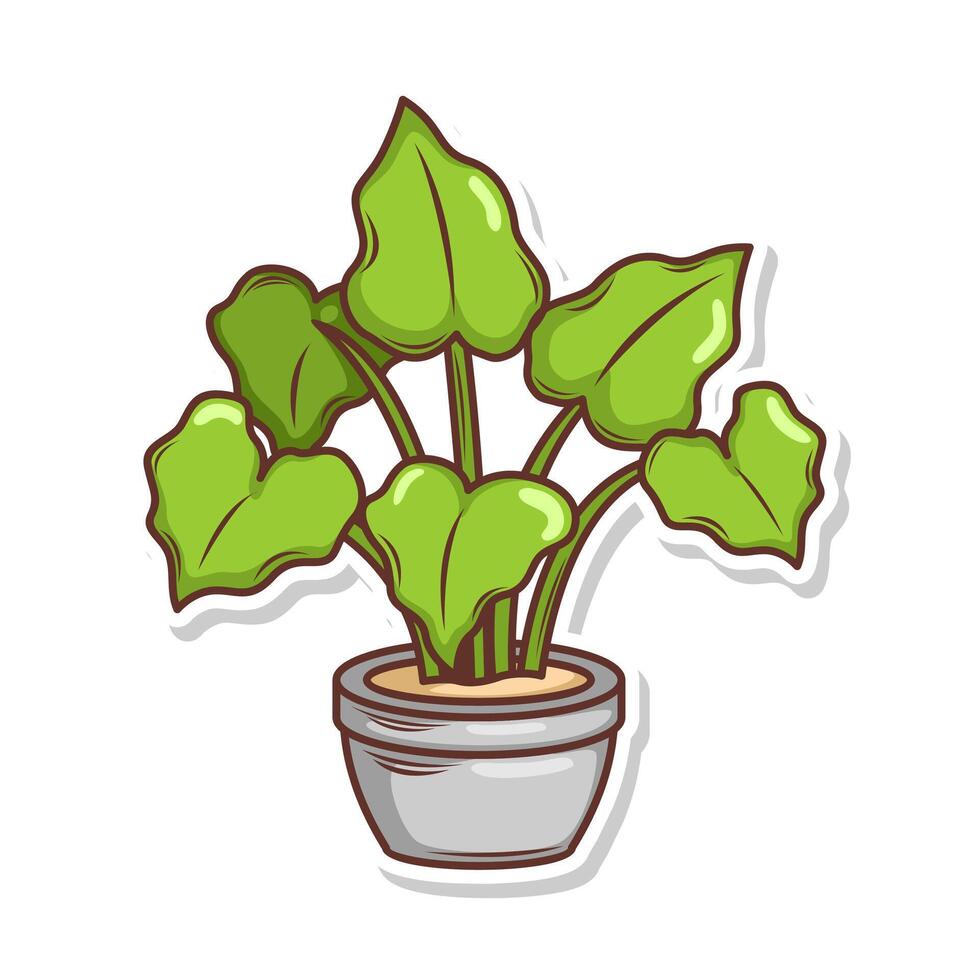 Accueil plante dessin animé style. mis en pot plante isolé sur blanc vecteur