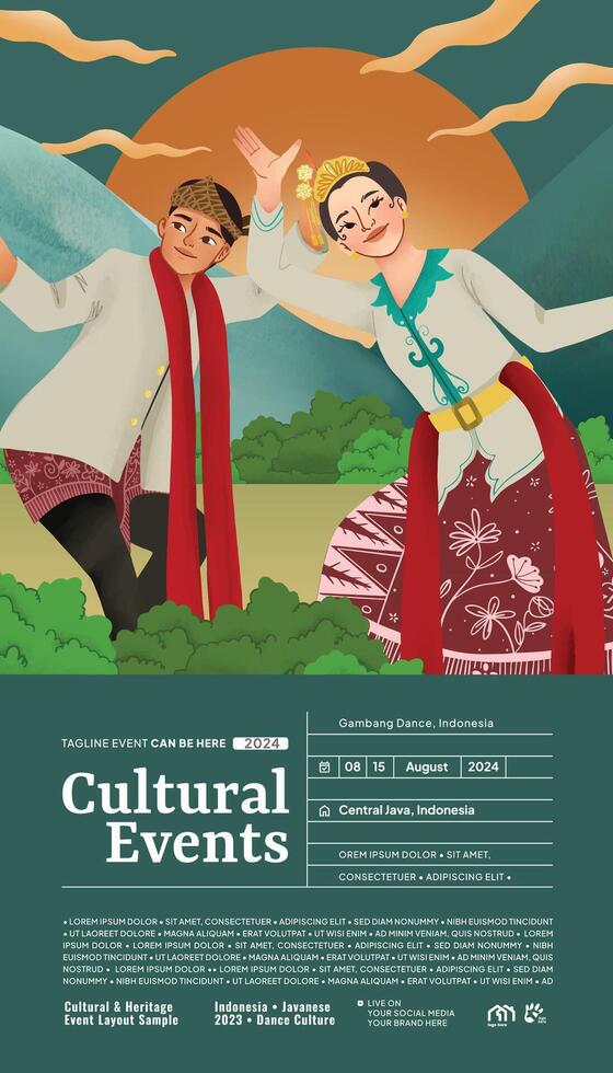 affiche disposition idée avec indonésien culture gambang Danse semarang central Java illustration vecteur