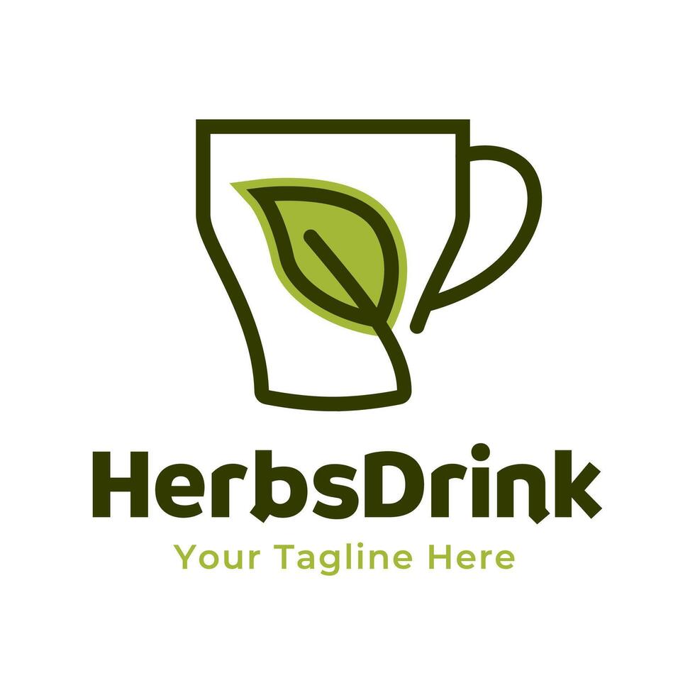 herbes boisson logo. biologique boisson tasse logo conception modèle vecteur