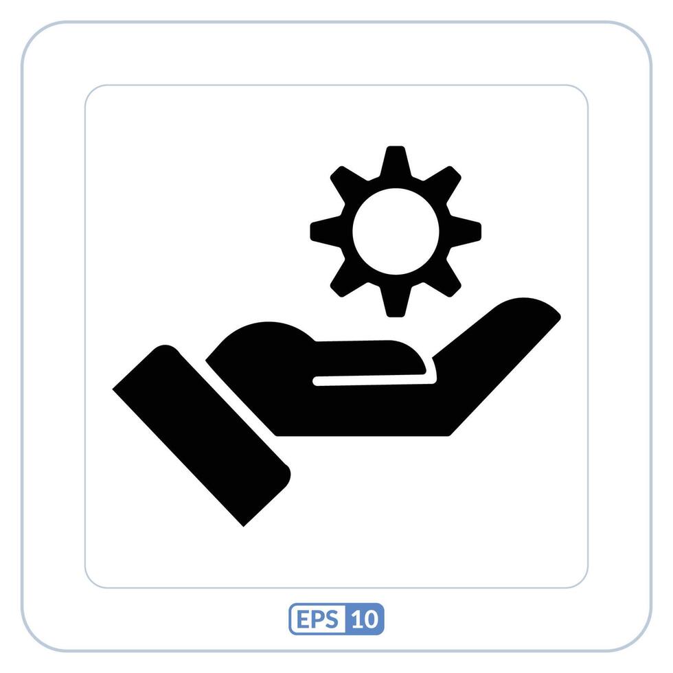Fait main produit plat icône. main en portant une équipement roue et une Soleil icône vecteur