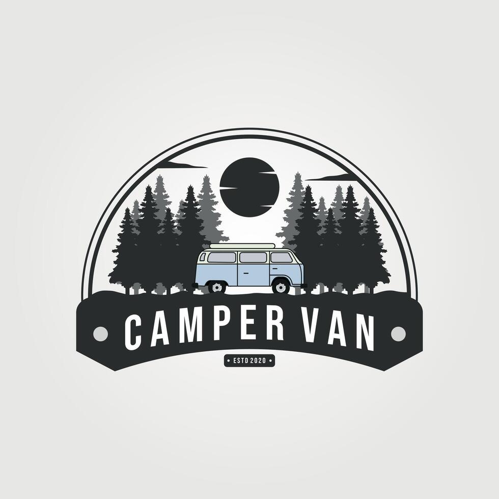 campeur van logo vecteur illustration conception, prime logo conception, isolé campeur van