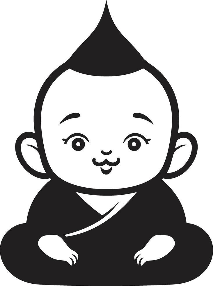 Bouddha bambino vecteur Zen enfant emblème minuscule tranquillité dessin animé Bouddha icône