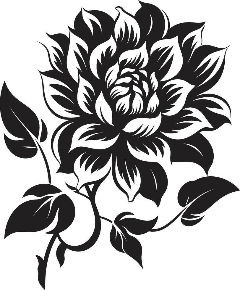 minimaliste floral cadre monochrome emblème audacieux pétale esquisser noir vecteur symbole