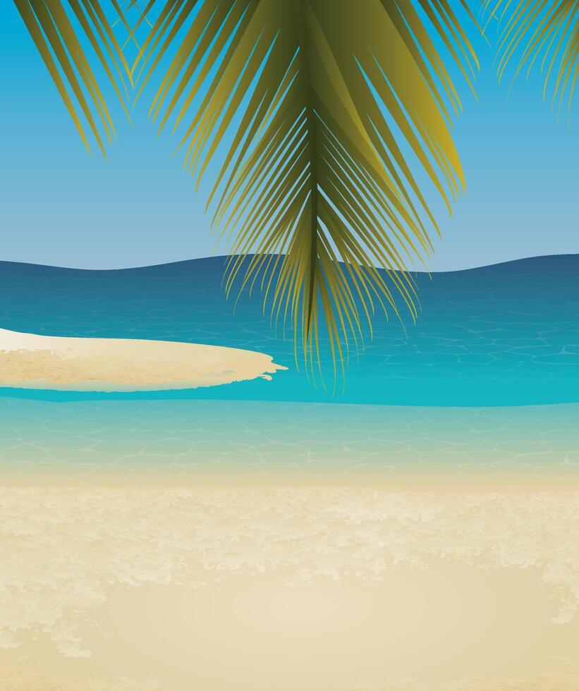 vecteur illustration paysage tropical Contexte ciel le sable plage mer paume océan