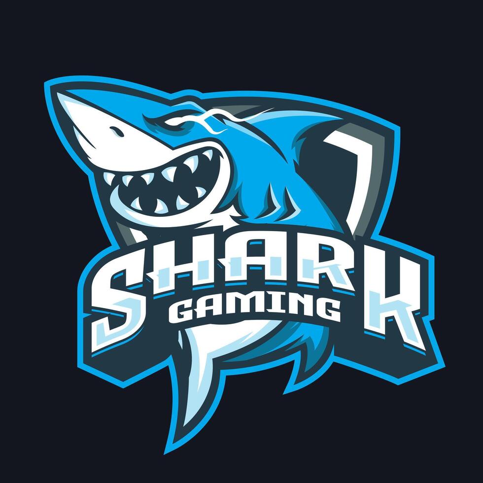 requin mascotte logo modèle vecteur