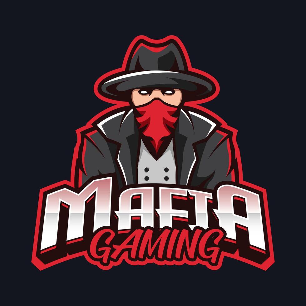 modèle de logo de mascotte de la mafia vecteur