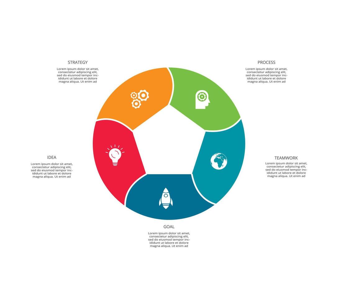 Créatif concept pour infographie avec 5 pas, choix, les pièces ou processus. affaires Les données visualisation. vecteur