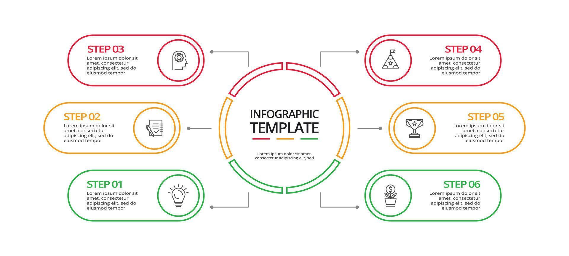 Créatif concept pour infographie avec 6 pas, choix, les pièces ou processus. affaires Les données visualisation. vecteur